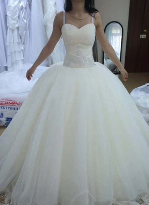 Tulle Wedding Dress Ball-gown/princess Sweetheart Long/floor-length With Beaded