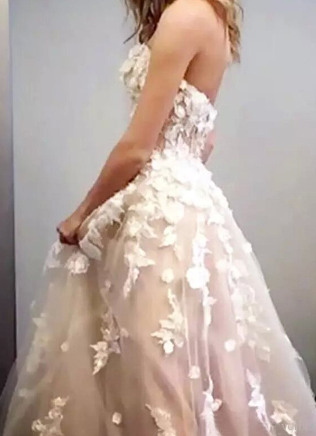 Lace Wedding Dress Ball-gown/princess Sweetheart Court Train With Beaded