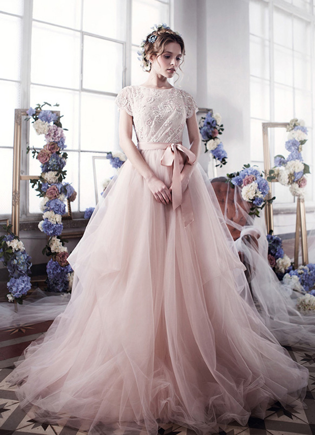 Tulle Wedding Dress Ball-gown/princess Scoop Court Train With Bowknot