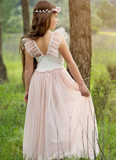 A Line Floor-length V-neck Sleevesless Chiffon Junior Bridesmaid Dresses With Pleated