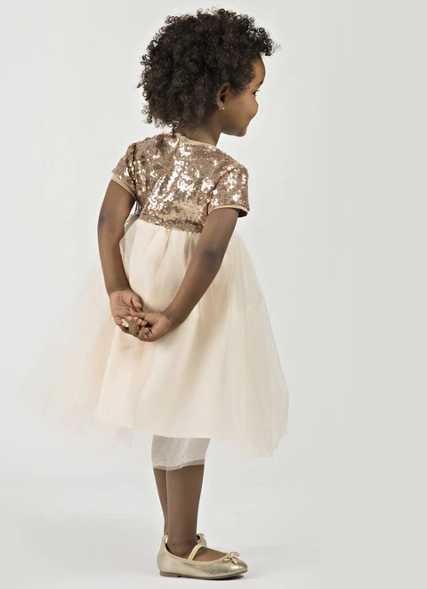 A Line Knee-length Scoop Sleevesless Sequin Tulle Flower Girl Dresses