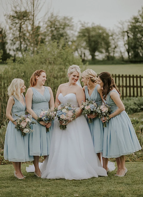 Ball-gown/princess V Neck Sleeveless Tea-length Chiffon Bridesmaid Dresses With Pleated