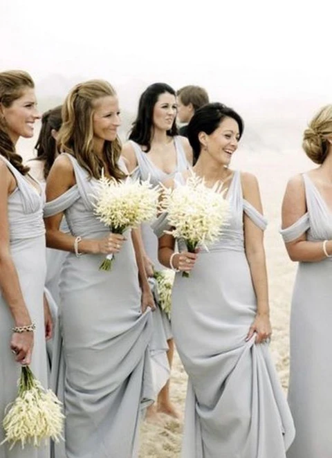 A-line V-neck Chiffon Floor-length Bridesmaid Dresses