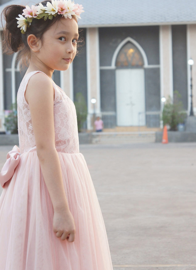  A-line Scoop Tea-length Tulle Flower Girl Dresses With Bowknot