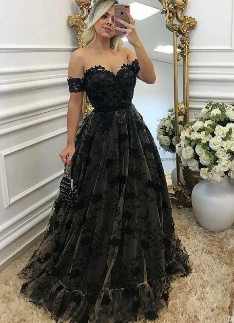 A-line/princess Off-the-shoulder Sleeveless Long/floor-length Lace 