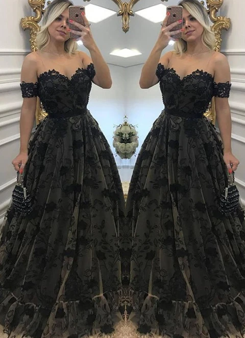 A-line/princess Off-the-shoulder Sleeveless Long/floor-length Lace 