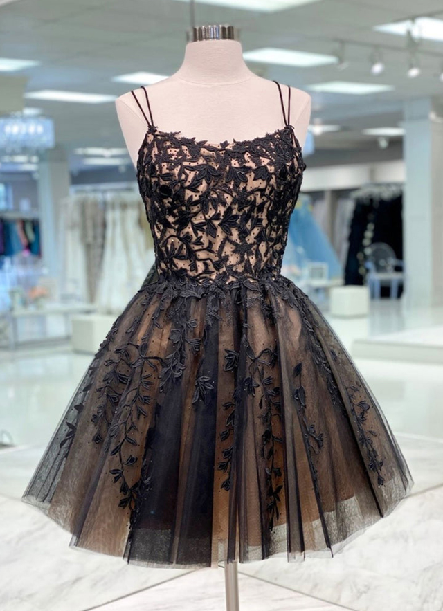 A-line Bateau Sleeveless Lace Tulle Short/mini Dresses With Beading