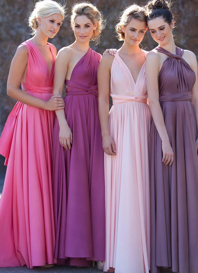 A-line V Neck Sleeveless Long/floor-length Pleated Chiffon Bridesmaid Dresses