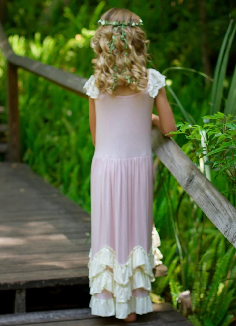 A Line Floor-length Scoop Sleevesless Jersey Flower Girl Dresses With Pleated Ruffles