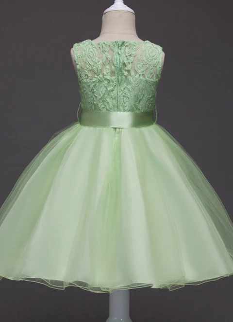 Ball-gown/princess Tea-length Scoop Sleevesless Organza Flower Girl Dresses With Sashes