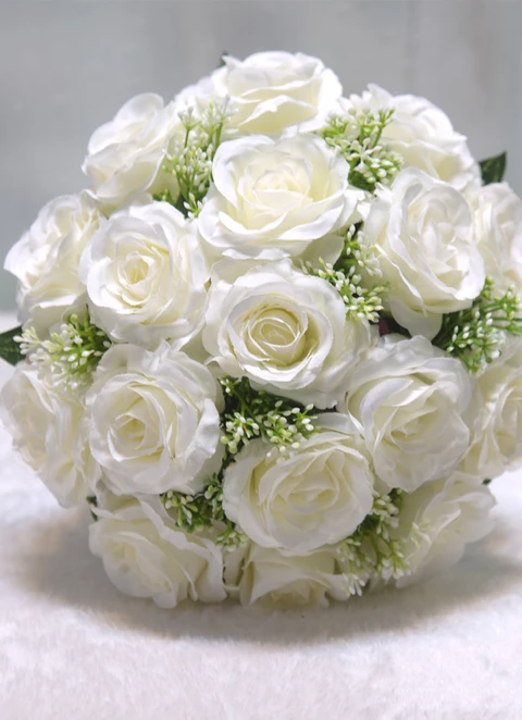 White Roses Round Hand Bouquet