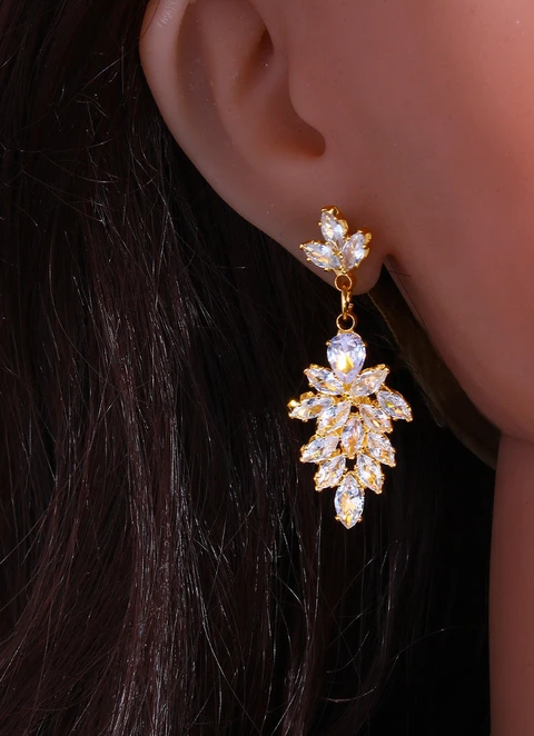 Leaf Zircon Earrings